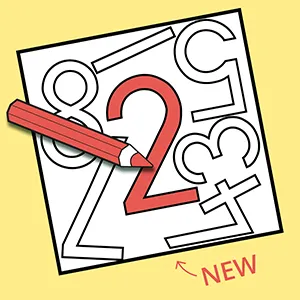 Worksheet with overlapping numbers: find the number two