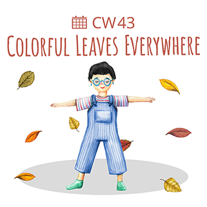 A picture showing a a child surrounded by leaves.