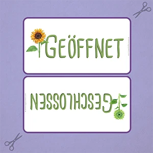 Das Bild zeigt ein Bild von einem Öffnungszeitenschild für den Rollenspielbereich im Kindergarten. 
