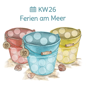 Das Bild zeigt einen illustrierten Frosch, mit dem ein Wochenplan für den Kindergarten und die Kita vorgestellt wird.